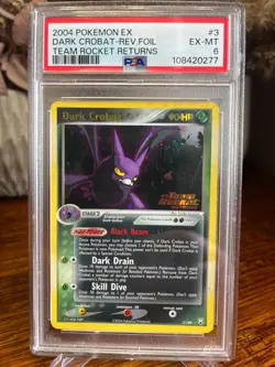 Vintage Pokemon - Team Rocket Returns Ex Dark Crobat Rev.Foil 3/109 - PSA 6 - Image 1