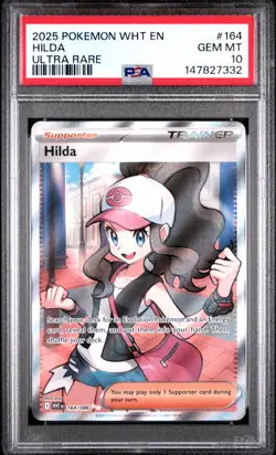 2025 POKEMON WHT EN-WHITE FLARE ULTRA RARE 164 HILDA PSA 10 GEM MINT - Image 1