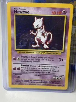 Pokemon TCG Mewtwo Base Set 10/102 Holo Unlimited Holo Rare - Image 1