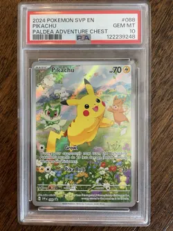 PIKACHU 2024 POKEMON SVP PALDEA ADVENTURE CHEST PROMO #88 PSA 10 GEM MINT - Image 1