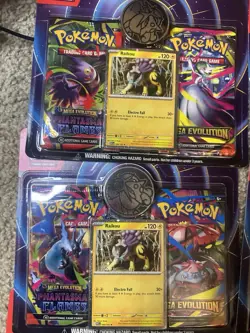 Pokemon TCG Mega Evolution Phantasma Flames Raikou Blister Packs Lot w/ Coin 6 - Image 4