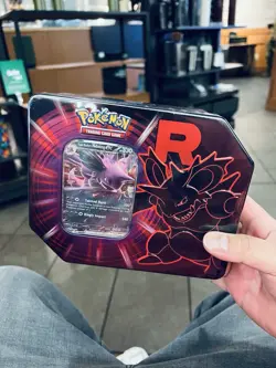 Pokemon TCG Team Rockets Mewtwo EX Tin Factory Sealed 5 Packs And Promo - Image 1