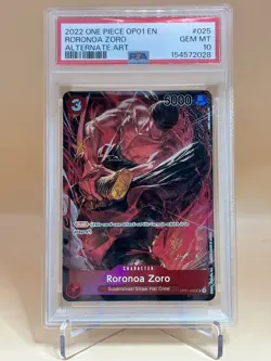 2022 One Piece OP01 Romance Dawn RORONOA ZORO Alternate Art #025 PSA 10 - Image 2