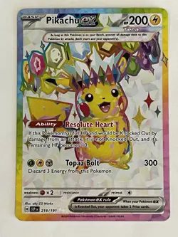 Pikachu EX 219/191 Sv08: Surging Sparks Ultra Rare Pokemon Card - Near Mint - Image 1