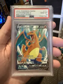 2022 Pokemon SWSH Brilliant Stars Charizard V #153/172 PSA 10 GEM MINT - Image 1