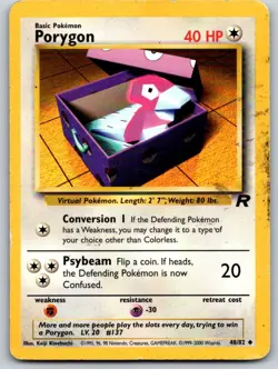 Porygon 48/82 HP-MP Team Rocket Vintage Pokemon - Image 1