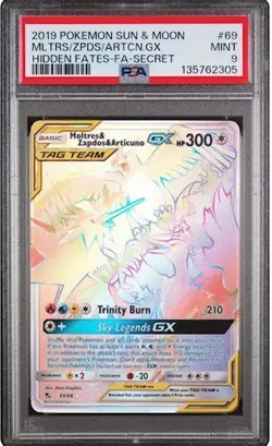 2019 POKEMON HIDDEN FATES MOLTRES ZAPDOS ARTICUNO 69/68 LEGENDARY BIRDS PSA 9 - Image 1