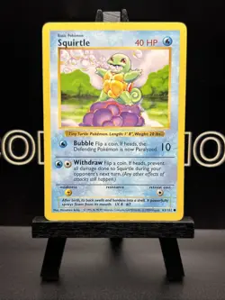 1999 WOTC Shadowless Squirtle 63/102 Common Pokemon Card Regular MP - Image 2