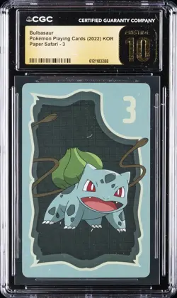 2022 POKEMON PLAYING CARDS - KOREAN PAPER SAFARI #3 BULBASAUR CGC 10 PRISTINE - Image 1