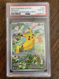 PIKACHU 2024 POKEMON SVP PALDEA ADVENTURE CHEST PROMO #88 PSA 10 GEM MINT - Image 1