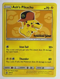 2017 Pokemon Ash's Pikachu SM110 - Black Star Promo - I Choose You Movie - Image 1
