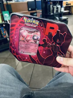 Pokemon TCG Team Rockets Mewtwo EX Tin Factory Sealed 5 Packs And Promo 🔥 - Image 1