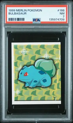 1999 MERLIN POKEMON #188 BULBASAUR PSA 7 - Image 1