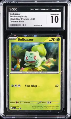 2023 POKEMON BLACK STAR PROMOS, COSMOS HOLO #046 BULBASAUR CGC 10 GEM MINT - Image 1