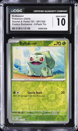 2024 POKEMON SCARLET & VIOLET 151 #1 BULBASAUR CGC 10 GEM MINT - Image 1