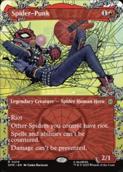 Spider-Punk, Borderless, #210 R Normal SPM NM Magic The Gathering - Image 1