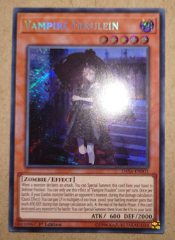 YUGIOH VAMPIRE FRAULEIN SECRET RARE 1ST EDITION DASA-EN003 - Image 1