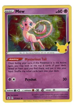 Pokemon Mew 011/025 SWSH Celebrations Holo Rare Pokemon Card Near Mint FREE S&H - Image 1