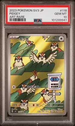 [PSA 10] Pidgey 118/108 - Ruler of Black Flame SV3 AR Art Rare Japanese POKEMON - Image 1