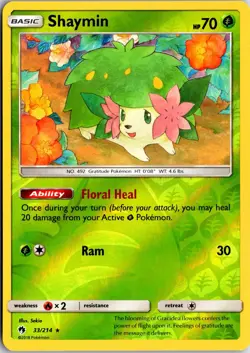 Shaymin 33/214 Holo R Lost Thunder Pokemon Reverse Holo NM/M - Image 1