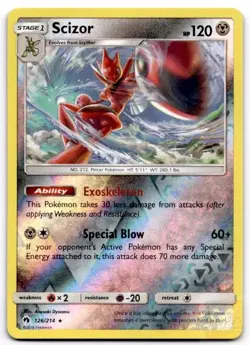 Scizor 126/214 Holo Rare Lost Thunder Pokemon Reverse Holo Near Mint - Image 1