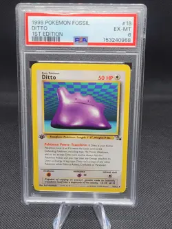 Ditto 1st Edition #18 PSA 6 - 1999 Pokemon Fossil 1st Edition - Image 1
