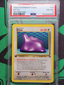 Ditto 1st Edition #18 PSA 6 - 1999 Pokemon Fossil 1st Edition - Image 3