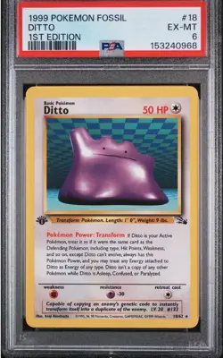 Ditto 1st Edition #18 PSA 6 - 1999 Pokemon Fossil 1st Edition - Image 5