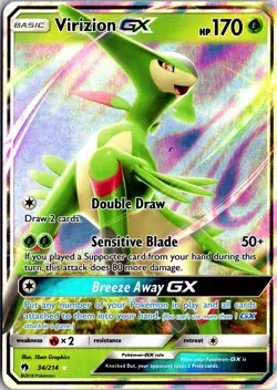 Virizion GX 34/214 Holo GX Rare Lost Thunder Pokemon NM/M - Image 1