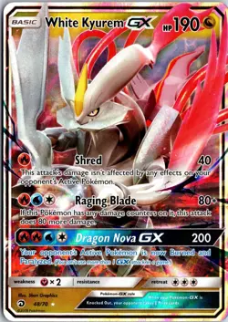 White Kyurem GX 48/70 Holo GX Rare Dragon Majesty Pokemon NM/M - Image 1