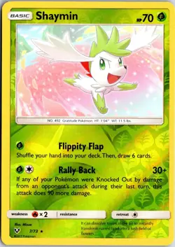 Shaymin 7/73 Holo R Shining Legends Pokemon Reverse Holo NM/M - Image 1