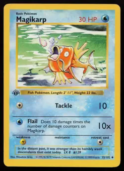 Magikarp 35/102 1st Edition Uncommon Base Set Shadowless Pokemon English LP - Image 1