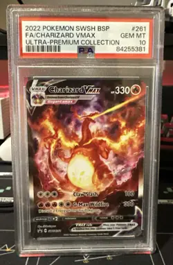 2022 POKEMON SWSH BLACK STAR PROMO #261 FULL ART/CHARIZARD VMAX PSA 10 - Image 1