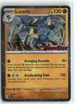 Lucario (Scarlet & Violet Stamp) 114/198 Promo Cosmos Holo Pokemon NM - Image 1