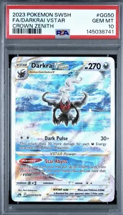 Pokemon Darkrai VSTAR GG50/GG70 Crown Zenith Holo PSA 10 - Image 1