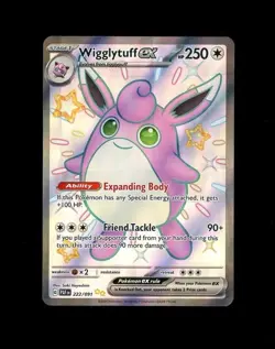 2024 Pokemon PALDEAN FATES WIGGLYTUFF EX FULL ART HOLO 222/91 RARE! NM - - Image 1