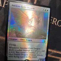 MTG Magic the Gathering FOIL Ancient Gold Dragon! - Image 3