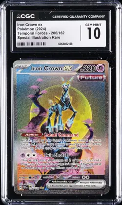 2024 POKEMON #206/162 IRON CROWN EX CGC 10 GEM MINT - Image 1