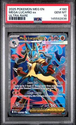 2025 POKEMON MEG EN-MEGA EVOLUTION ULTRA RARE #160 MEGA LUCARIO EX PSA 10 - Image 1