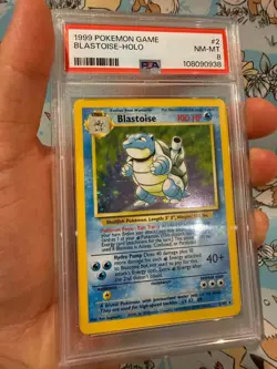Blastoise Pokemon Base Set Holo 1999 Wizards of The Coast (WOTC) 2/102 PSA 8 - Image 2