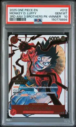 2025 ONE PIECE 3RD ANV TOURNAMENT 3 BROTHERS PACK WINNER MONKEY D. LUFFY PSA 10 - Image 1