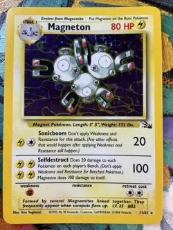 POKEMON FOSSIL EDITION MAGNETON CARD #11 HOLO FOIL HOLOGRAM C STORE MORE RARE #1 - Image 3