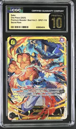 Sabo OP07-118 CGC 10 PRISTINE Parallel Secret Rare One Piece Card PRB02 - Image 1