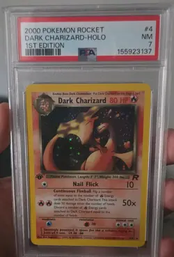 Pokemon TCG Dark Charizard Holo Rare 1st Edition Team Rocket 4/82 PSA 7 - Image 1