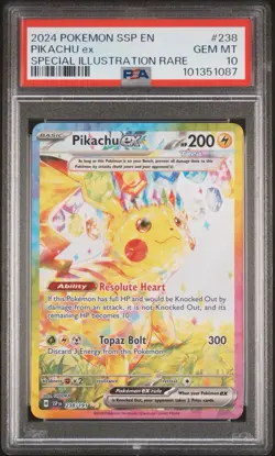 2024 POKEMON SSP EN-SURGING SPARKS #238 PIKACHU EX SIR PSA 10 - Image 1