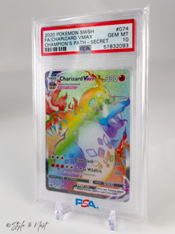 2020 POKEMON SWORD & SHIELD CHAMPION'S PATH #074 FA/CHARIZARD VMAX SECRET PSA 10 - Image 1
