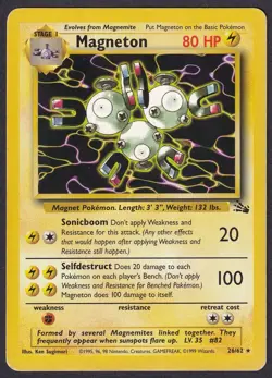 Pokemon Magneton 26/62 Non-Holo Rare Fossil - Image 1