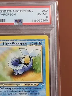 Pokemon Neo Destiny 2002 Light Vaporeon #52 PSA 8 - Image 3