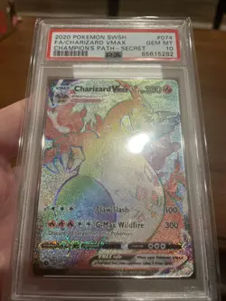 2020 Pokemon SWSH Champion's Path Charizard VMAX Secret Rare Card 074/073 PSA 10 - Image 4