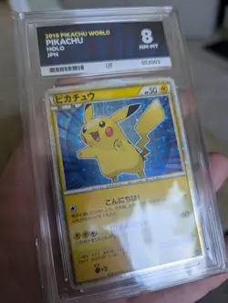 ACE 8 Pikachu World Japanese Blue Promo Holo Pokemon Card 2010 Gem Mint POP 1 - Image 2